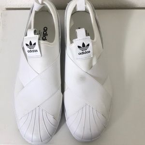 Adidas Superstar White Slide On Sneakers- Womens